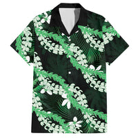 Puakenikeni Maile Lei Hawaiian Shirt Frangipani Green Tropical Leaves