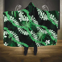Puakenikeni Maile Lei Hooded Blanket Frangipani Green Tropical Leaves