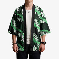 Puakenikeni Maile Lei Kimono Frangipani Green Tropical Leaves