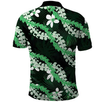 Puakenikeni Maile Lei Polo Shirt Frangipani Green Tropical Leaves