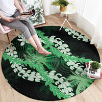 Puakenikeni Maile Lei Round Carpet Frangipani Green Tropical Leaves