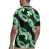 Puakenikeni Maile Lei Rugby Jersey Frangipani Green Tropical Leaves