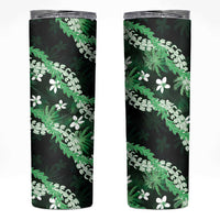 Puakenikeni Maile Lei Skinny Tumbler Frangipani Green Tropical Leaves