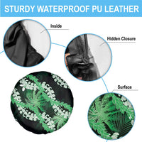 Puakenikeni Maile Lei Spare Tire Cover Frangipani Green Tropical Leaves LT01 - Polynesian Pride