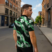 Puakenikeni Maile Lei Zipper Polo Shirt Frangipani Green Tropical Leaves LT01 - Polynesian Pride