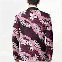 Puakenikeni Maile Lei Blazer Frangipani Pink Tropical Leaves