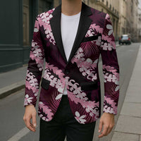 Puakenikeni Maile Lei Blazer Frangipani Pink Tropical Leaves