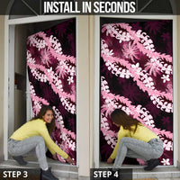 Puakenikeni Maile Lei Door Cover Frangipani Pink Tropical Leaves LT01 - Polynesian Pride