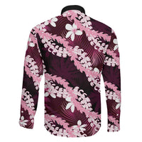 Puakenikeni Maile Lei Family Matching Mermaid Dress and Hawaiian Shirt Frangipani Pink Tropical Leaves LT01 - Polynesian Pride