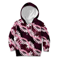 Puakenikeni Maile Lei Kid Hoodie Frangipani Pink Tropical Leaves