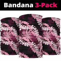 Puakenikeni Maile Lei Neck Gaiter Frangipani Pink Tropical Leaves