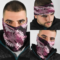 Puakenikeni Maile Lei Neck Gaiter Frangipani Pink Tropical Leaves