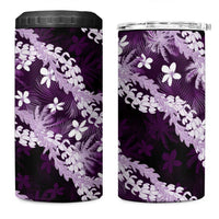 Puakenikeni Maile Lei 4 in 1 Can Cooler Tumbler Frangipani Purple Tropical Leaves LT01 One Size: 16 oz Purple - Polynesian Pride
