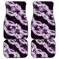 Puakenikeni Maile Lei Car Mats Frangipani Purple Tropical Leaves