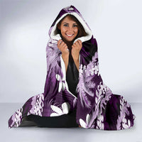 Puakenikeni Maile Lei Hooded Blanket Frangipani Purple Tropical Leaves LT01 - Polynesian Pride