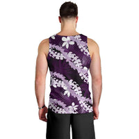 Puakenikeni Maile Lei Men Tank Top Frangipani Purple Tropical Leaves LT01 - Polynesian Pride