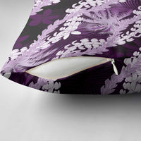 Puakenikeni Maile Lei Pillow Cover Frangipani Purple Tropical Leaves