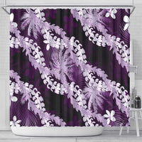 Puakenikeni Maile Lei Shower Curtain Frangipani Purple Tropical Leaves