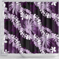 Puakenikeni Maile Lei Shower Curtain Frangipani Purple Tropical Leaves