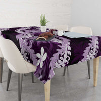 Puakenikeni Maile Lei Tablecloth Frangipani Purple Tropical Leaves