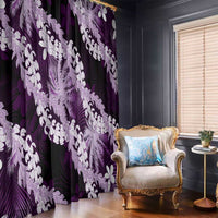 Puakenikeni Maile Lei Window Curtain Frangipani Purple Tropical Leaves