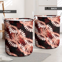 Puakenikeni Maile Lei Laundry Basket Frangipani Red Tropical Leaves