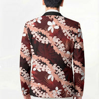Puakenikeni Maile Lei Blazer Frangipani Red Tropical Leaves