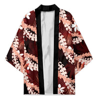 Puakenikeni Maile Lei Kimono Frangipani Red Tropical Leaves