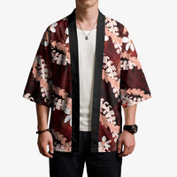 Puakenikeni Maile Lei Kimono Frangipani Red Tropical Leaves