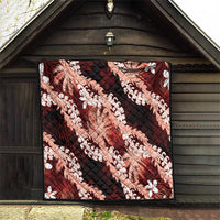 Puakenikeni Maile Lei Quilt Frangipani Red Tropical Leaves