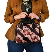 Puakenikeni Maile Lei Shoulder Handbag Frangipani Red Tropical Leaves