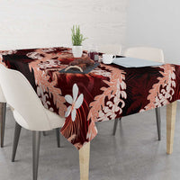 Puakenikeni Maile Lei Tablecloth Frangipani Red Tropical Leaves