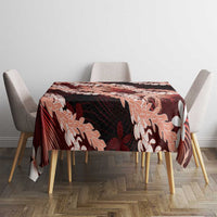 Puakenikeni Maile Lei Tablecloth Frangipani Red Tropical Leaves