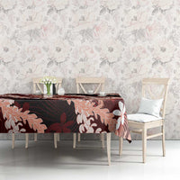 Puakenikeni Maile Lei Tablecloth Frangipani Red Tropical Leaves