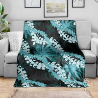Puakenikeni Maile Lei Blanket Frangipani Turquoise Tropical Leaves