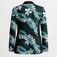 Puakenikeni Maile Lei Blazer Frangipani Turquoise Tropical Leaves