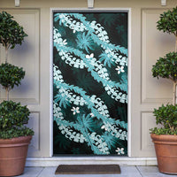 Puakenikeni Maile Lei Door Cover Frangipani Turquoise Tropical Leaves LT01 Turquoise - Polynesian Pride