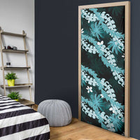 Puakenikeni Maile Lei Door Cover Frangipani Turquoise Tropical Leaves LT01 - Polynesian Pride