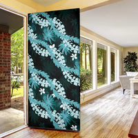 Puakenikeni Maile Lei Door Cover Frangipani Turquoise Tropical Leaves LT01 - Polynesian Pride