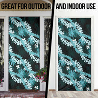 Puakenikeni Maile Lei Door Cover Frangipani Turquoise Tropical Leaves LT01 - Polynesian Pride