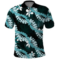 Puakenikeni Maile Lei Polo Shirt Frangipani Turquoise Tropical Leaves LT01 Turquoise - Polynesian Pride
