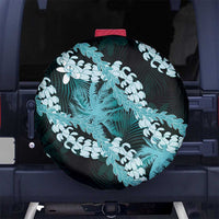 Puakenikeni Maile Lei Spare Tire Cover Frangipani Turquoise Tropical Leaves LT01 No hole Turquoise - Polynesian Pride