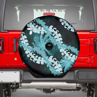 Puakenikeni Maile Lei Spare Tire Cover Frangipani Turquoise Tropical Leaves LT01 - Polynesian Pride