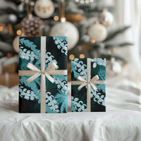 Puakenikeni Maile Lei Wrapping Paper Frangipani Turquoise Tropical Leaves