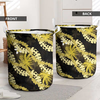 Puakenikeni Maile Lei Laundry Basket Frangipani Yellow Tropical Leaves