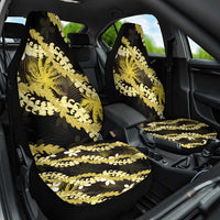 Puakenikeni Maile Lei Car Seat Cover Frangipani Yellow Tropical Leaves
