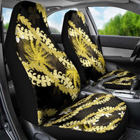 Puakenikeni Maile Lei Car Seat Cover Frangipani Yellow Tropical Leaves