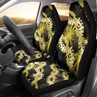 Puakenikeni Maile Lei Car Seat Cover Frangipani Yellow Tropical Leaves