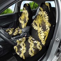 Puakenikeni Maile Lei Car Seat Cover Frangipani Yellow Tropical Leaves
