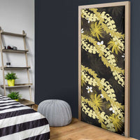 Puakenikeni Maile Lei Door Cover Frangipani Yellow Tropical Leaves LT01 - Polynesian Pride